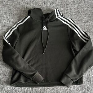Adidas Dark Hoodie with White Stripes